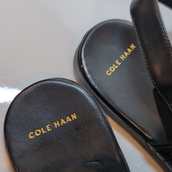 Cole Haan Korban Leather Glitter Sandals Wide Straps Ankle Platform Size 9.5 - Picture 9 of 12